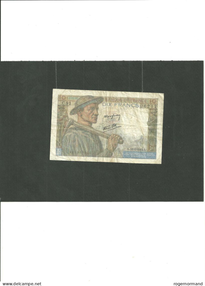 N°18: Billet  10 Francs MINEUR 1944 (C.92)(06212)-L.22=G=1944.L. - Andere - Europa