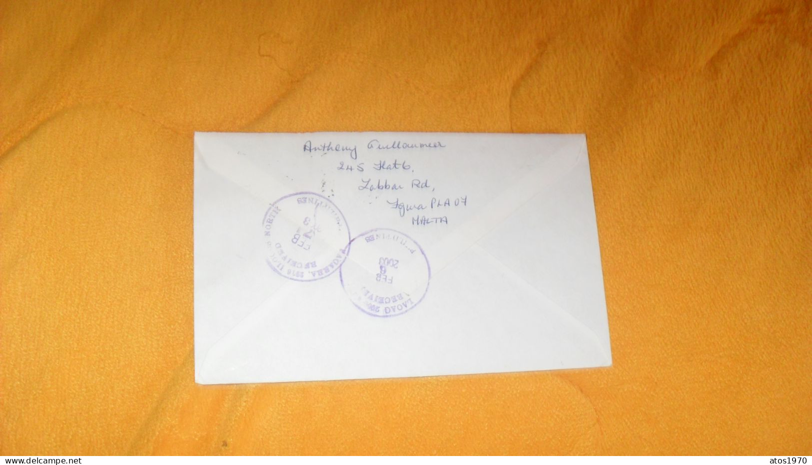 ENVELOPPE DE 2003../ MALTE..CACHETS COSPICUA MALTA POUR LES PHILIPPINES..+ TIMBRES X4 - Malta