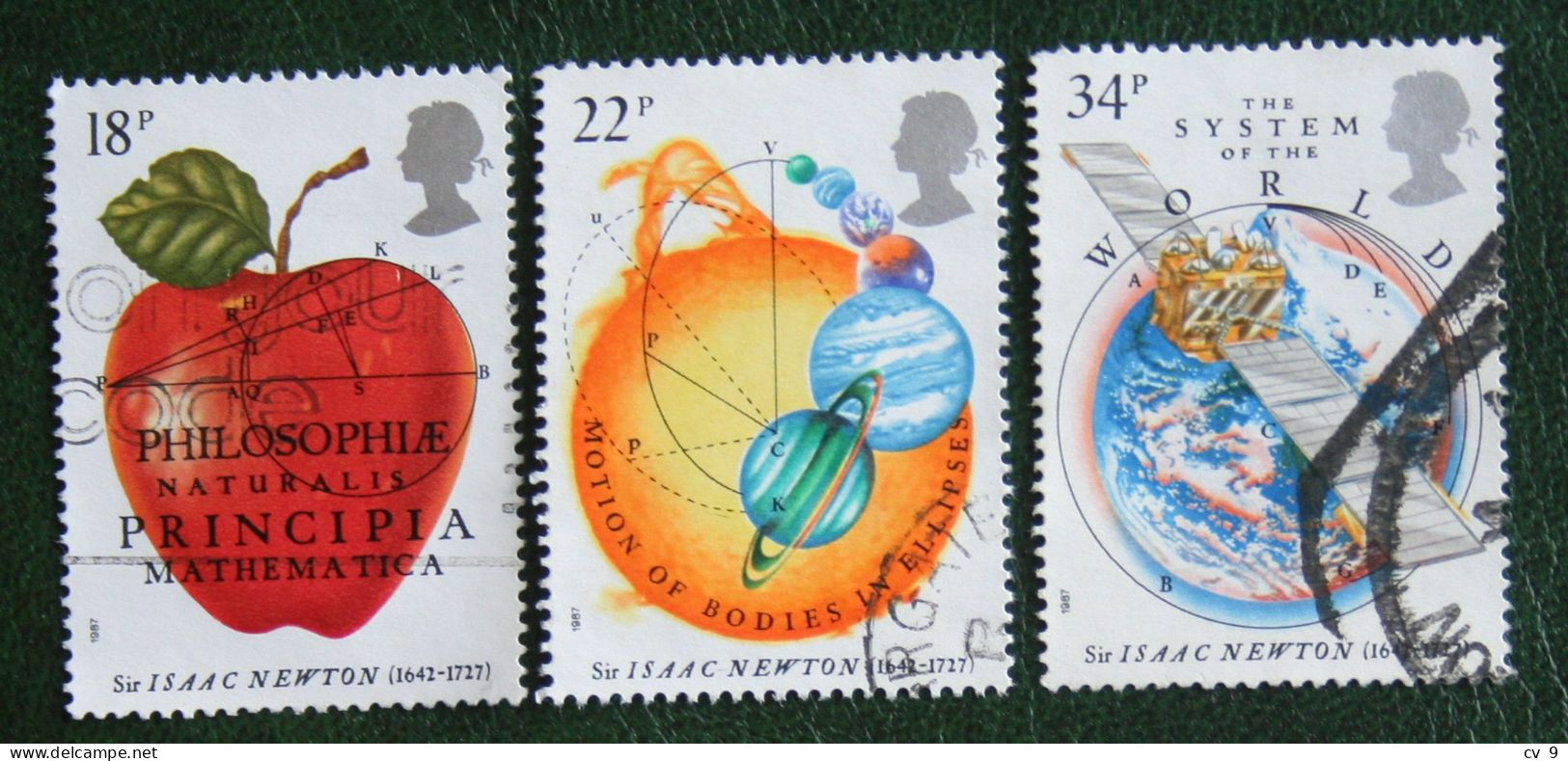 Science Fruit ISAAC NEWTON (Mi 1101-1102 1104) 1987 Used Gebruikt Oblitere ENGLAND GRANDE-BRETAGNE GB GREAT BRITAIN - Gebruikt