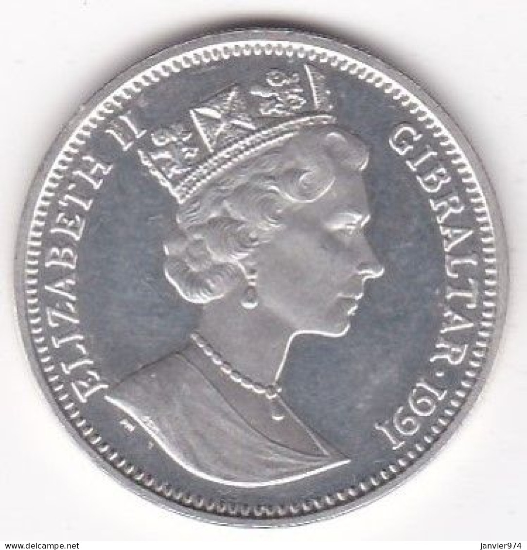 Gibraltar 14 écus / 10 Livres  1991 Elizabeth II, En Argent , KM# 82, BE - UNC - Gibraltar