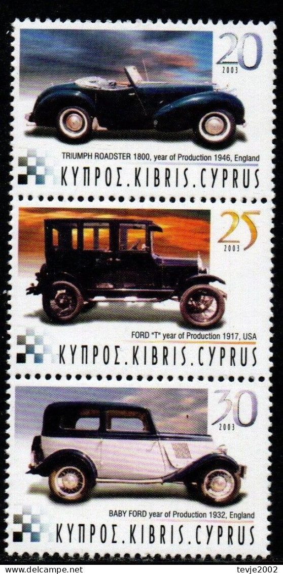 Zypern Cyprus 2003 - Mi.Nr. 1010 - 1012 - Postfrisch MNH - Autos Cars Oldtimer - Cars