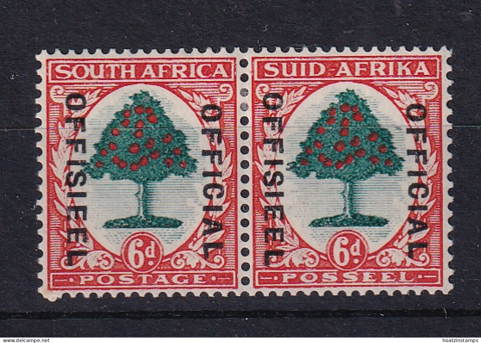 South Africa: 1935/49   Official - Orange Tree   SG O24    6d   [Die I]   MH Pair - Oficiales