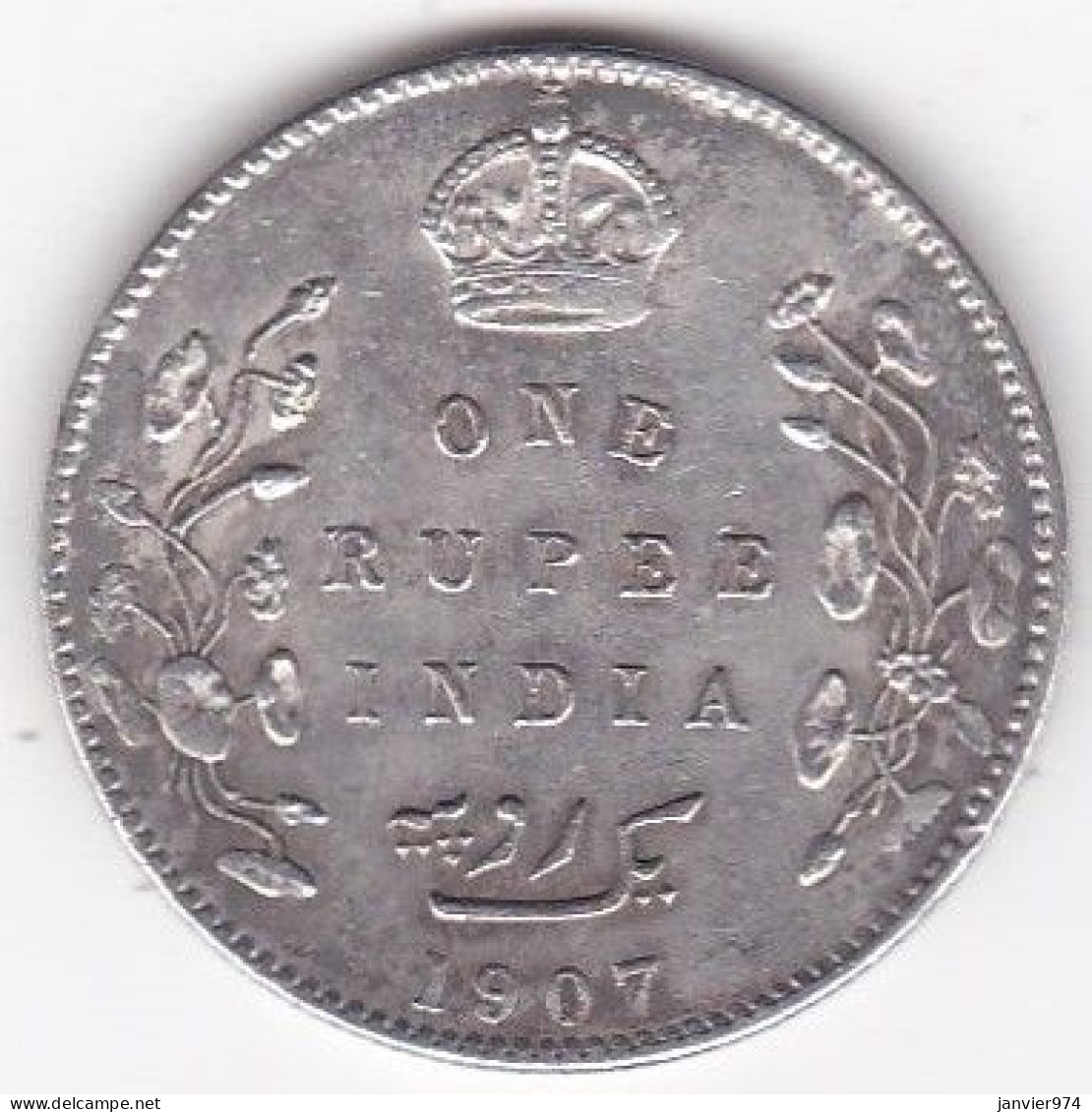 Inde Britannique, One Rupee 1907,  Edward VII,  En Argent , KM# 508 - Inde