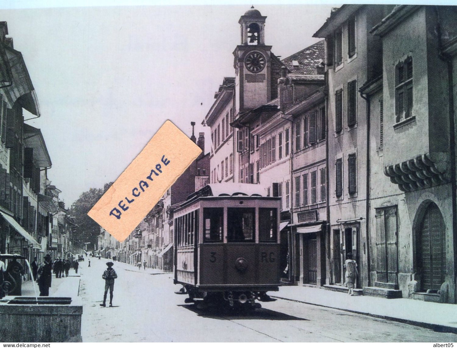 Tram Rolle - Gimel  -  Le Tram Dans La Rue Principale De Rolle Début Du XXème Siècle - Reproduction - Rolle