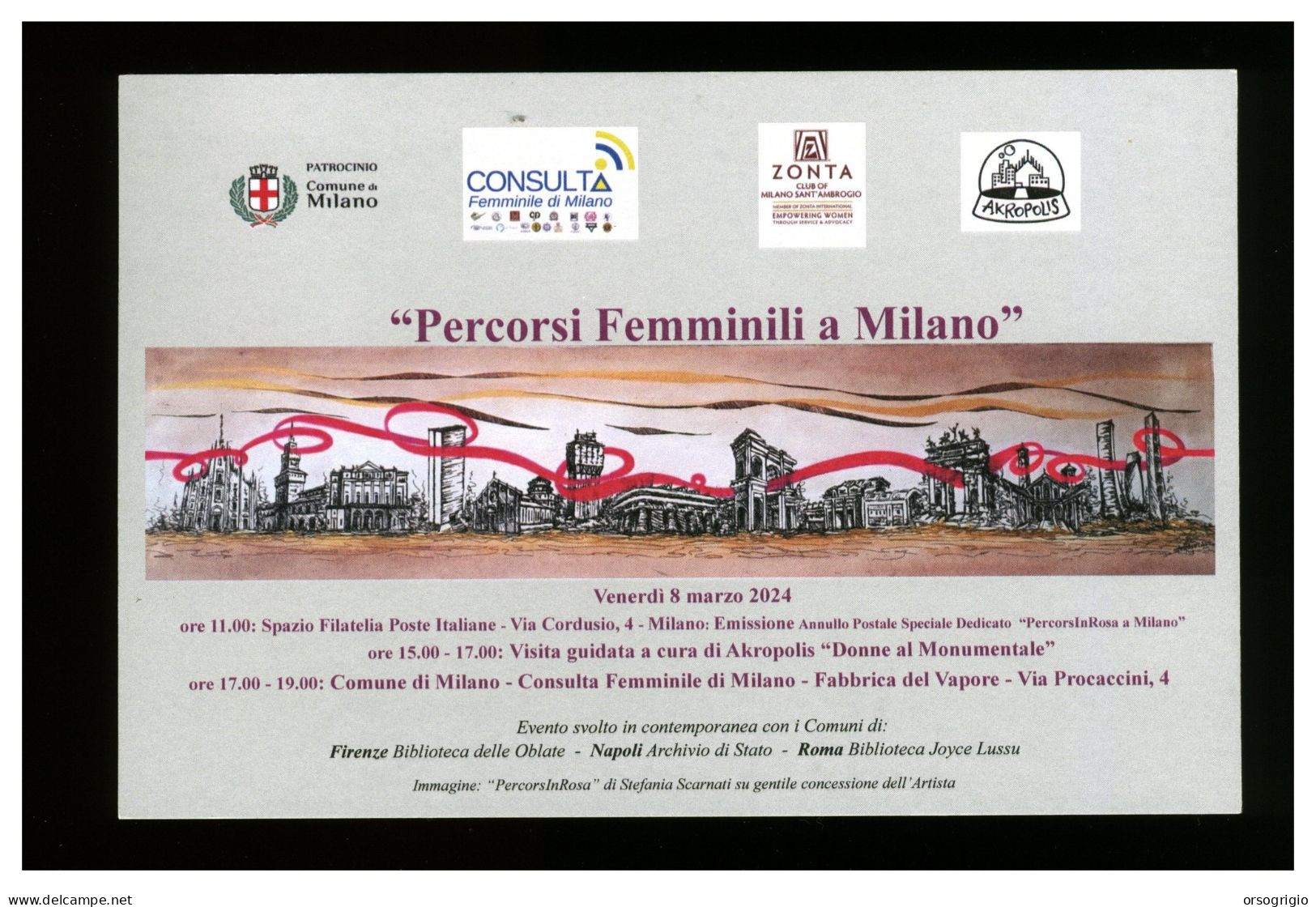 ITALIA - MILANO - 2024 - Percorsi Femminili A Milano - Artista Stefania Scarnati - Zonta Club - Consulta Di Milano - Femmes Célèbres