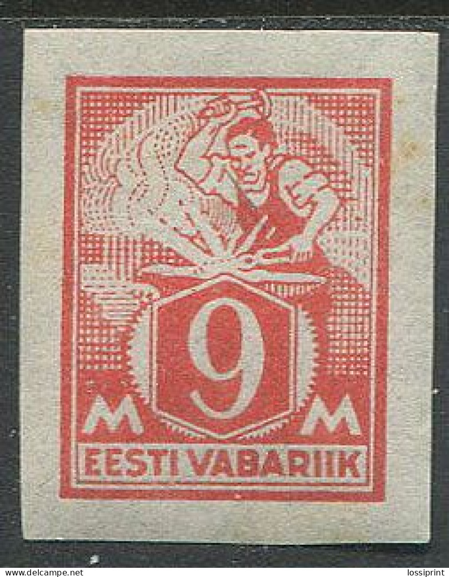 Estonia:Unused Stamp Imperforated Smith 9 Mark, 1922, MNH - Estland