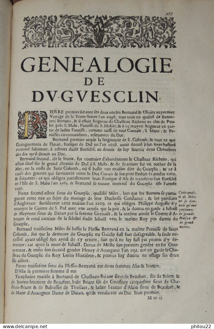 HAY Du CHASTELET - Histoire De Bertrand DU GUESCLIN 1666 E.O. - Ante 18imo Secolo