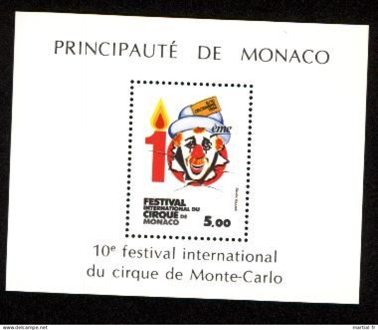 Bloc Monaco Yvert N° 29 Cirque 10 è Festival 1984 Clown Bougie ** MNH Kerze Candle Circus Zirkus Sheet Klown - Cirque