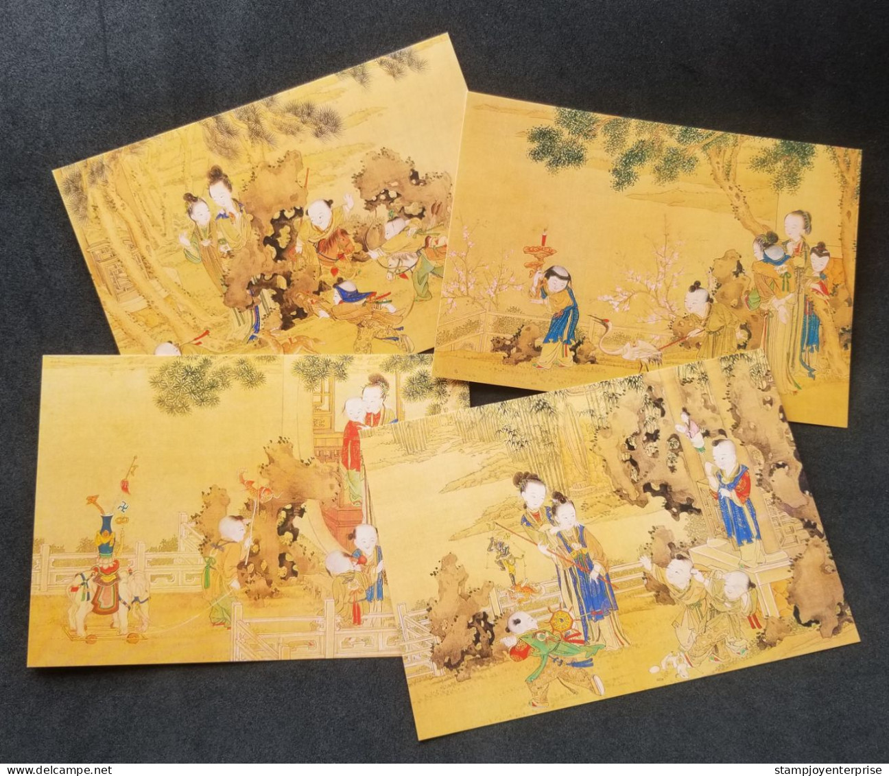 Taiwan Ancient Chinese Painting Joy In Peacetime 1999 Bird Children Child (postcard) MNH - Cartas & Documentos