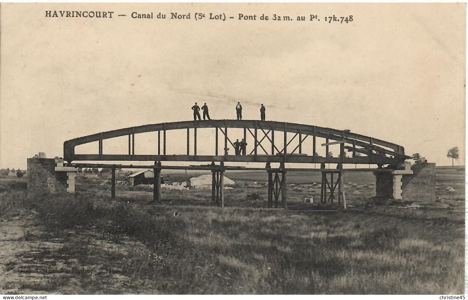 PENICHE  HAVRINCOURT   CANAL DU NORD   PONT - Péniches