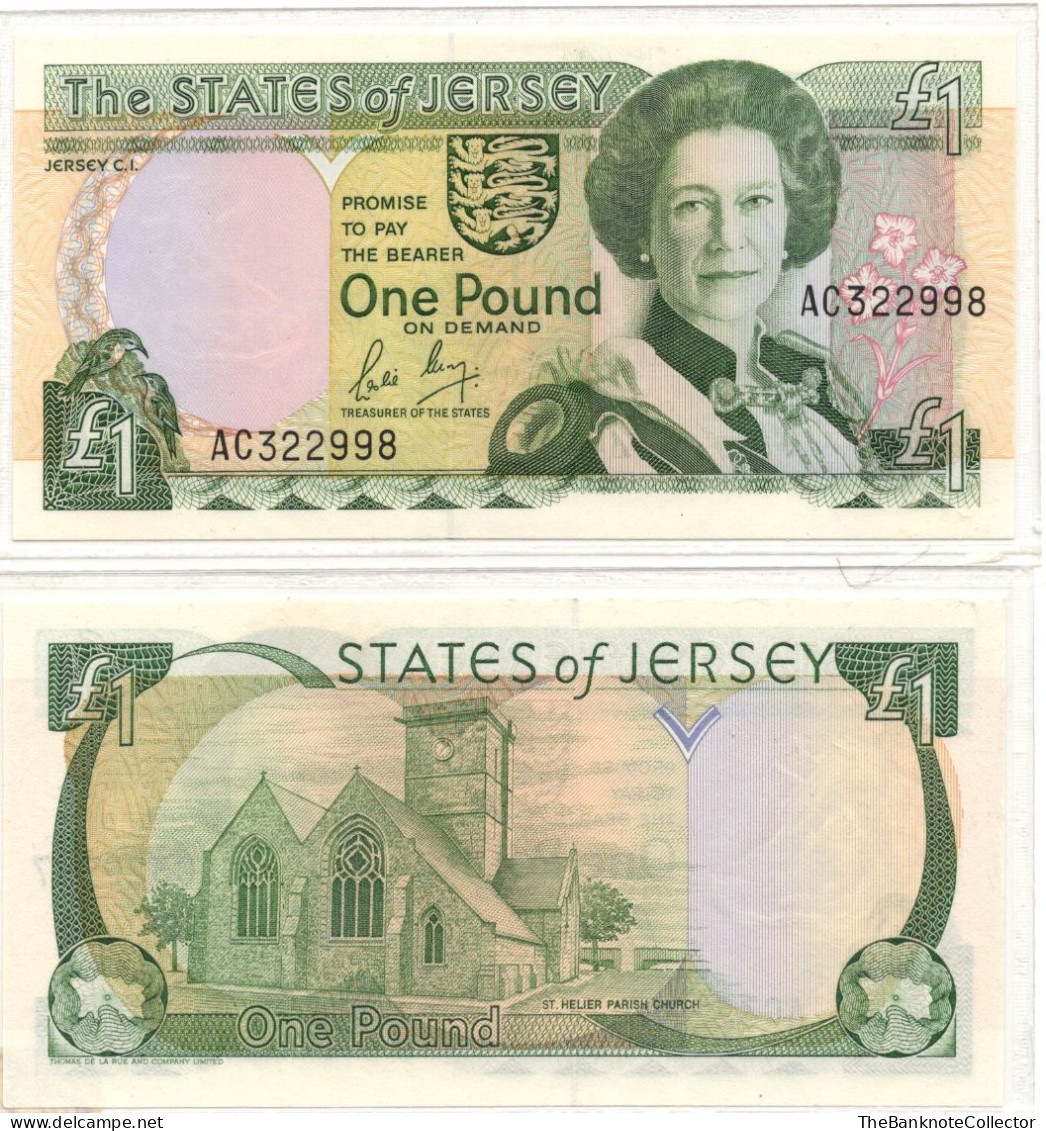 Jersey 1 Pound ND 1989 QEII P-15 UNC Leslie May Sign Prefix AC - Jersey