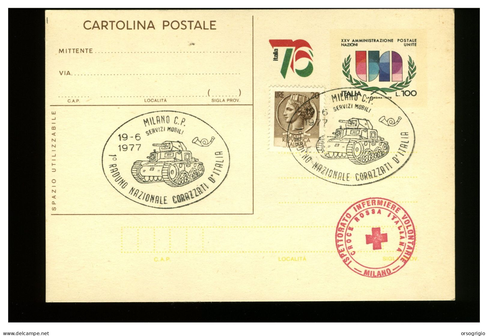 ITALIA - MILANO - 1977 -  RADUNO NAZIONALE CORAZZATI D'ITALIA - COMITATO INFERMIERE VOLONTARIE - CRI - CROCE ROSSA - Militaria