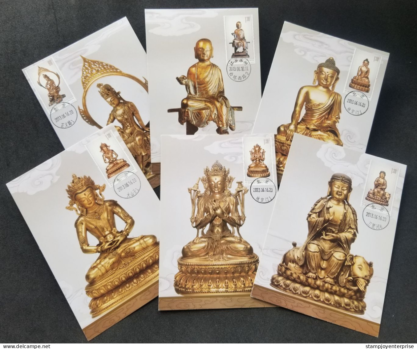 China Gold Bronze Buddhist Statues 2013 Buddha Religious (maxicard) *concordance PMK - Lettres & Documents