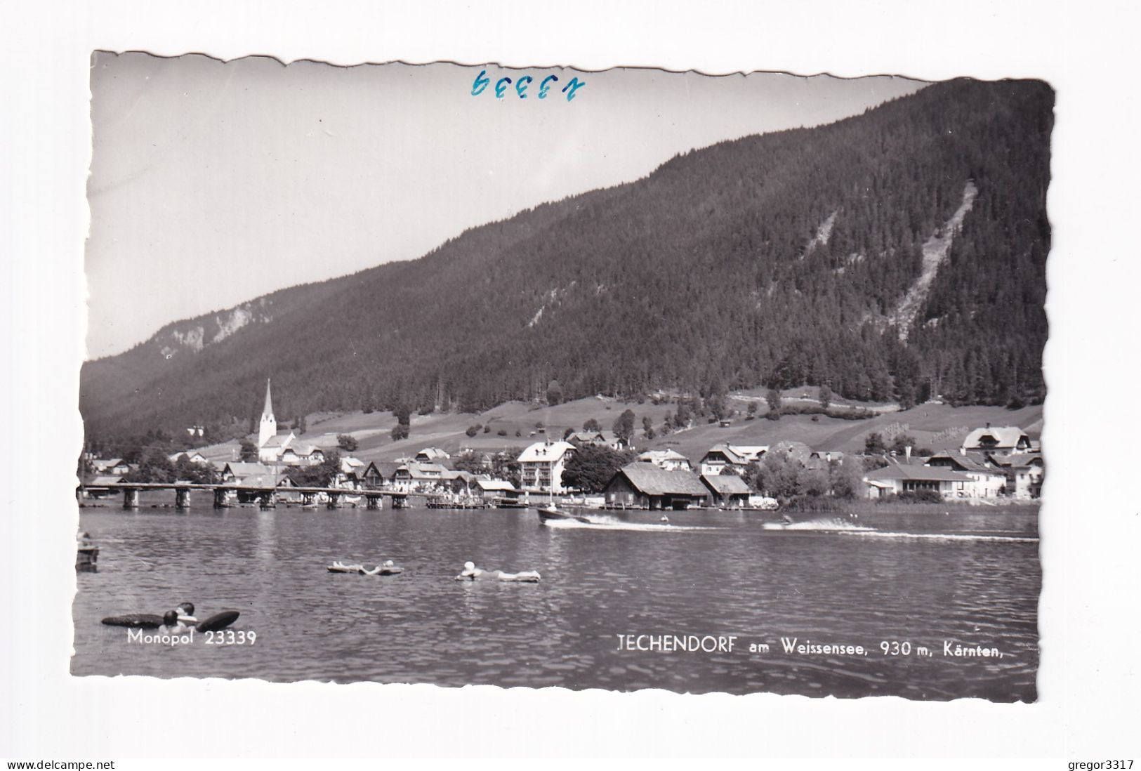 E6063) TECHENDORF Am WEISSENSEE - 930m - Kärnten - S/W FOTO AK - Badende Kirche Brücke Häuser - Weissensee