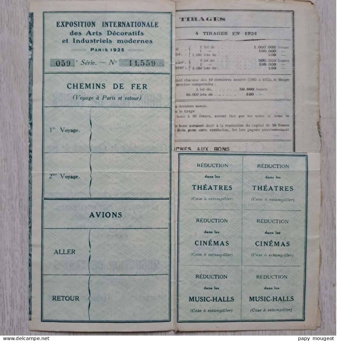 Exposition Internationale Des Arts Décoratifs Et Industriels Modernes - Paris 1925 - Bon à Lot De 50 Francs Au Porteur - D - F