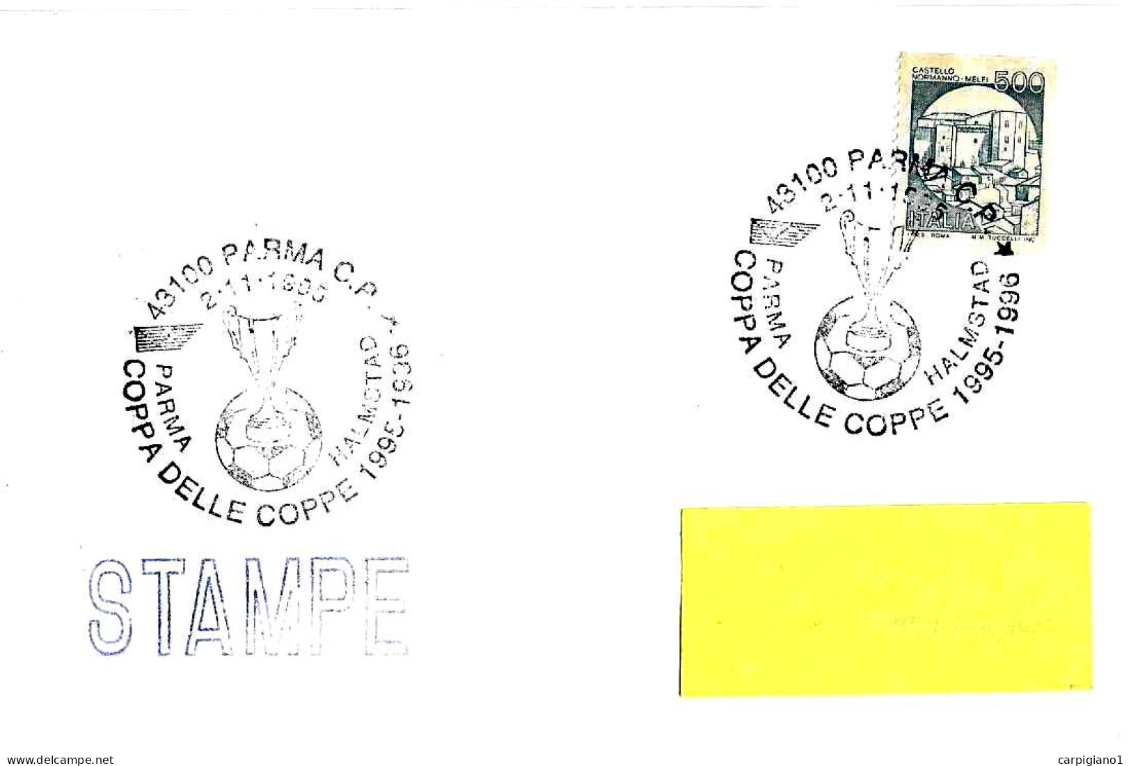 ITALIA ITALY - 1996 PARMA Coppa Delle Coppe Calcio PARMA-HALMSTAD 4-0 Su Busta Viaggiata - 7858 - 1991-00: Storia Postale