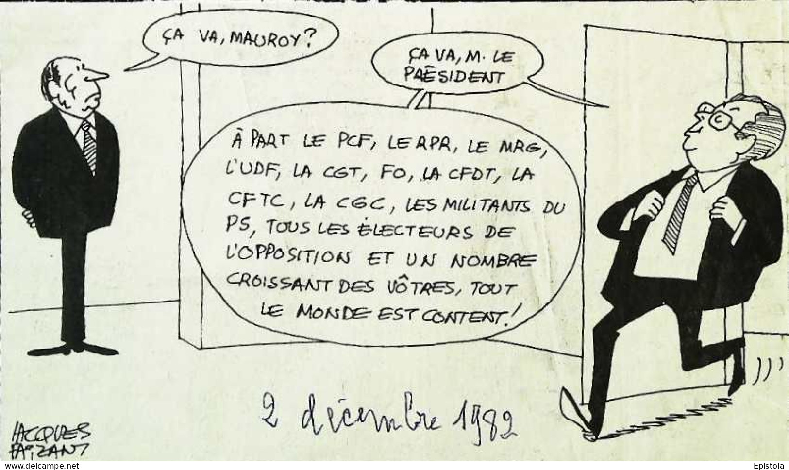 ► Coupure De Presse   Le Figaro Jacques Faisant 1982 Mitterrand Mauroy  PCF RPR MRG UDF CGT FO CFDT CGC - 1950 à Nos Jours