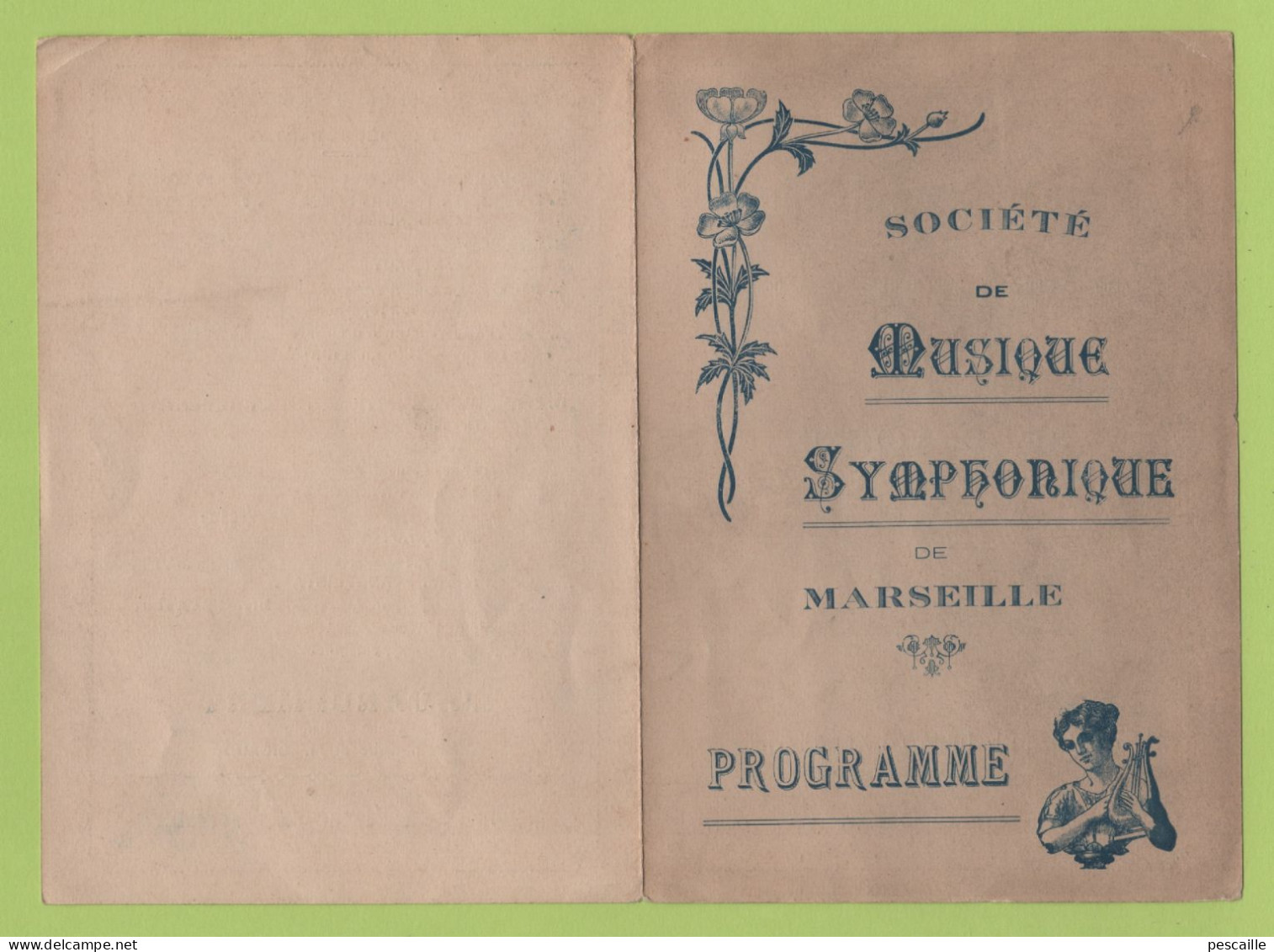 PROGRAMME SOCIETE DE MUSIQUE SYMPHONIQUE DE MARSEILLE 12 MAI 1923 - Programme