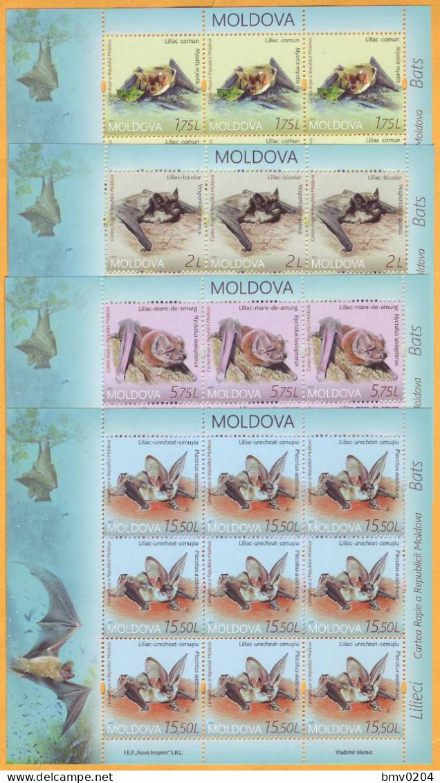 2017 Moldova Moldavie Moldau Protected Fauna. Red Book. Bats 4 Sheetlets Mint - Bats