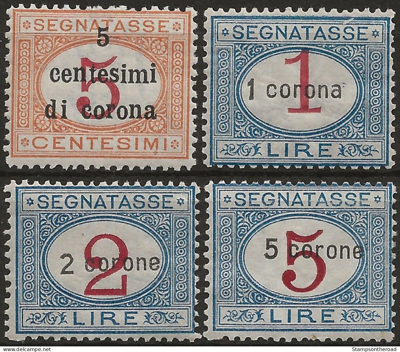 TRDASx1-4L - 1922 Terre Redente/Dalmazia, Sassone Nr. 1/4, Serie Cpl Di 4 Segnatasse Nuovi Con Traccia Di Linguella */ - Dalmatien