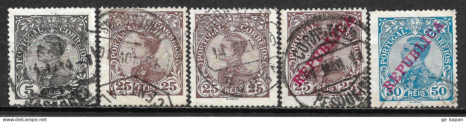 1910 PORTUGAL SET OF 5 USED STAMPS (Michel # 155,159,173,174) CV €4.40 - Usado