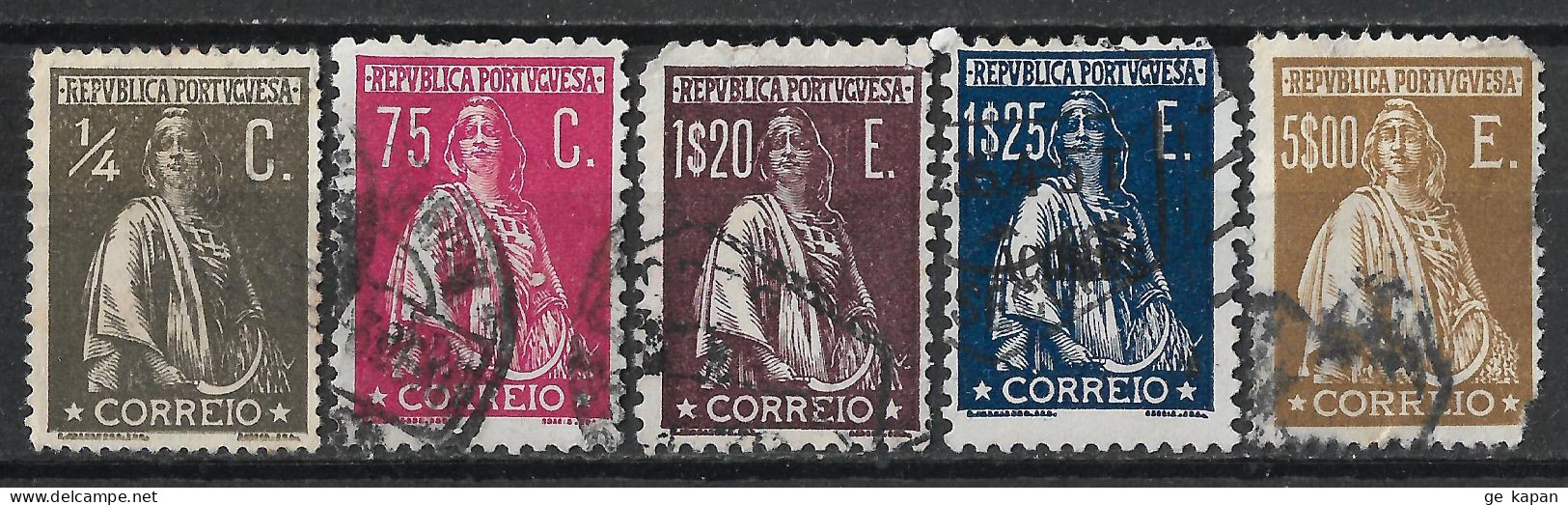 1912-1930 PORTUGAL SET OF 5 USED STAMPS (Michel # 204Ax,428,524,527,528) CV €8.30 - Usati