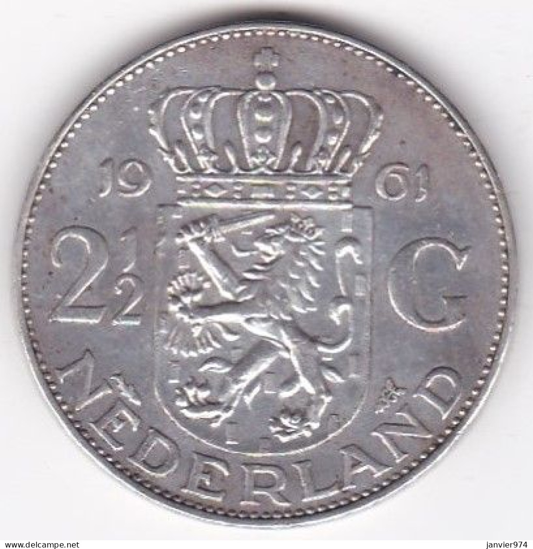 Pays Bas 2 1/2 Gulden 1961 , Juliana, En Argent, KM# 185 - 1948-1980 : Juliana