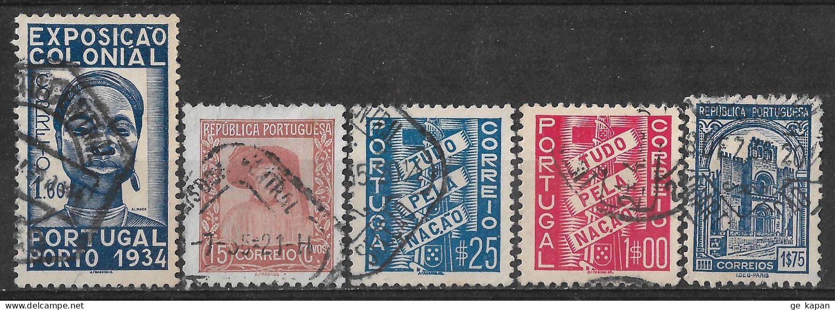 1934-1935 PORTUGAL SET OF 5 USED STAMPS (Michel # 580,585x,586,588,589) CV €22.30 - Usado