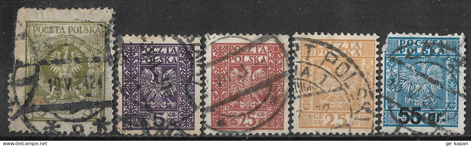 1924-1934 POLAND Set Of 5 Used Stamps (Michel # 204,261,263,276,292) CV €2.60 - Oblitérés