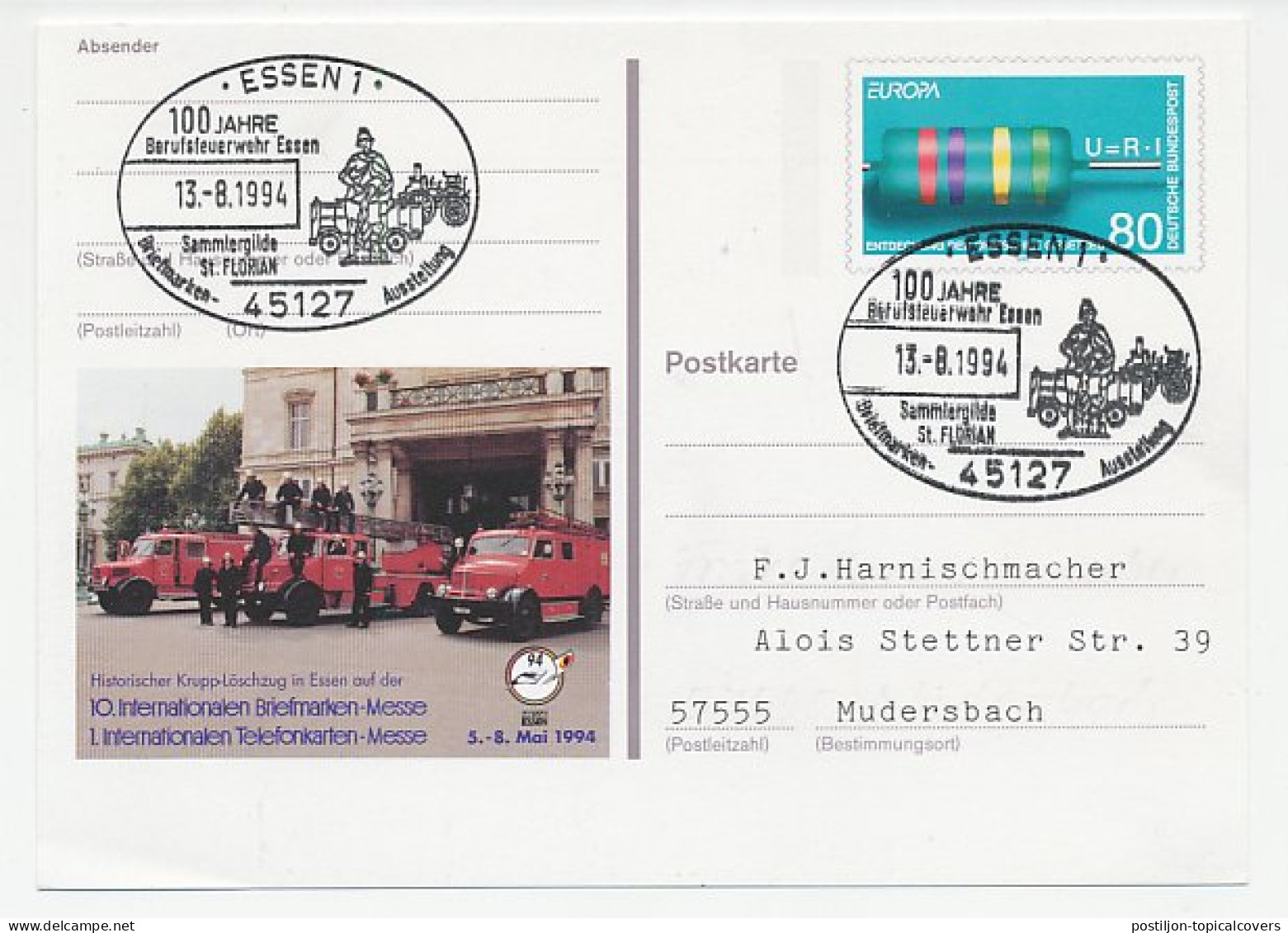 Card / Postmark Germany 1994 Fire Brigade - Bombero
