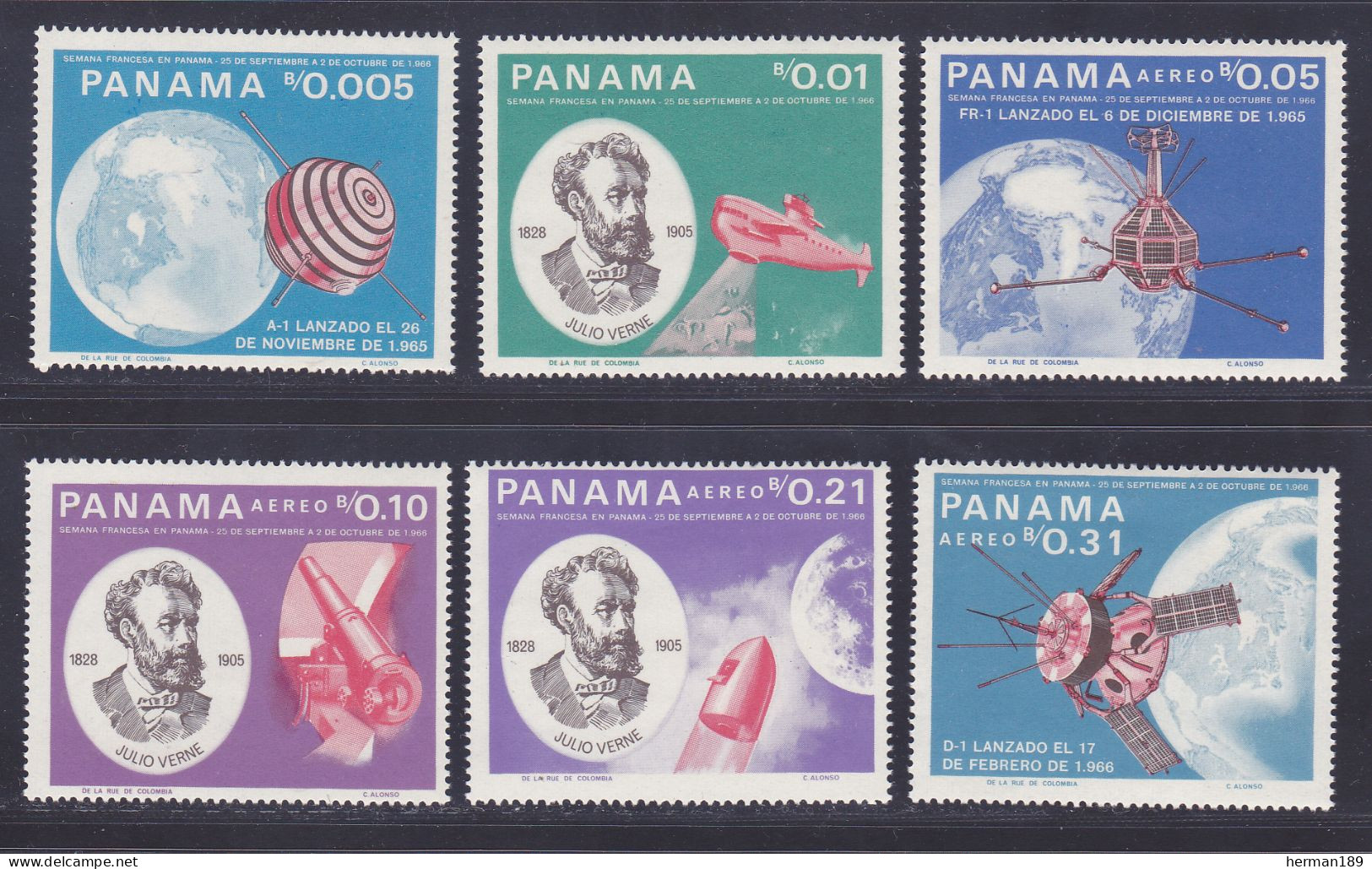 PANAMA N°  443 & 444, A415 à 418 ** MNH Neufs Sans Charnière ,TB (D7442) Jules Vernes Et Satellites - 1967 - Panama