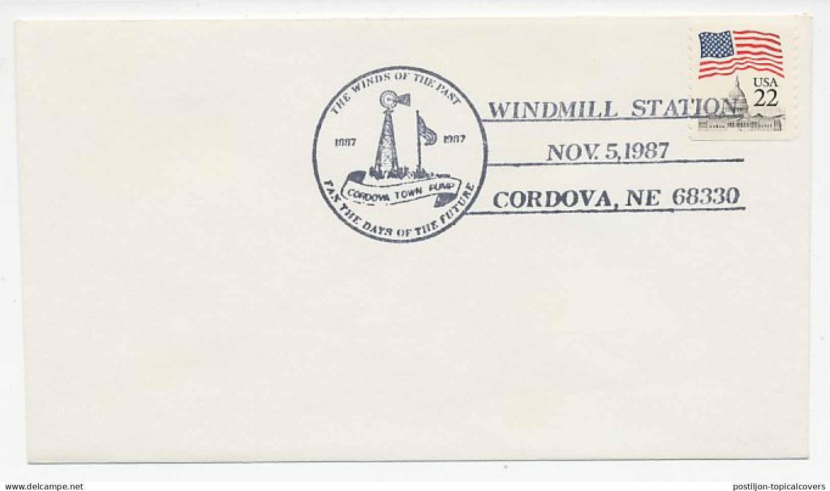 Cover / Postmark USA 1987 Windmill - Moulins