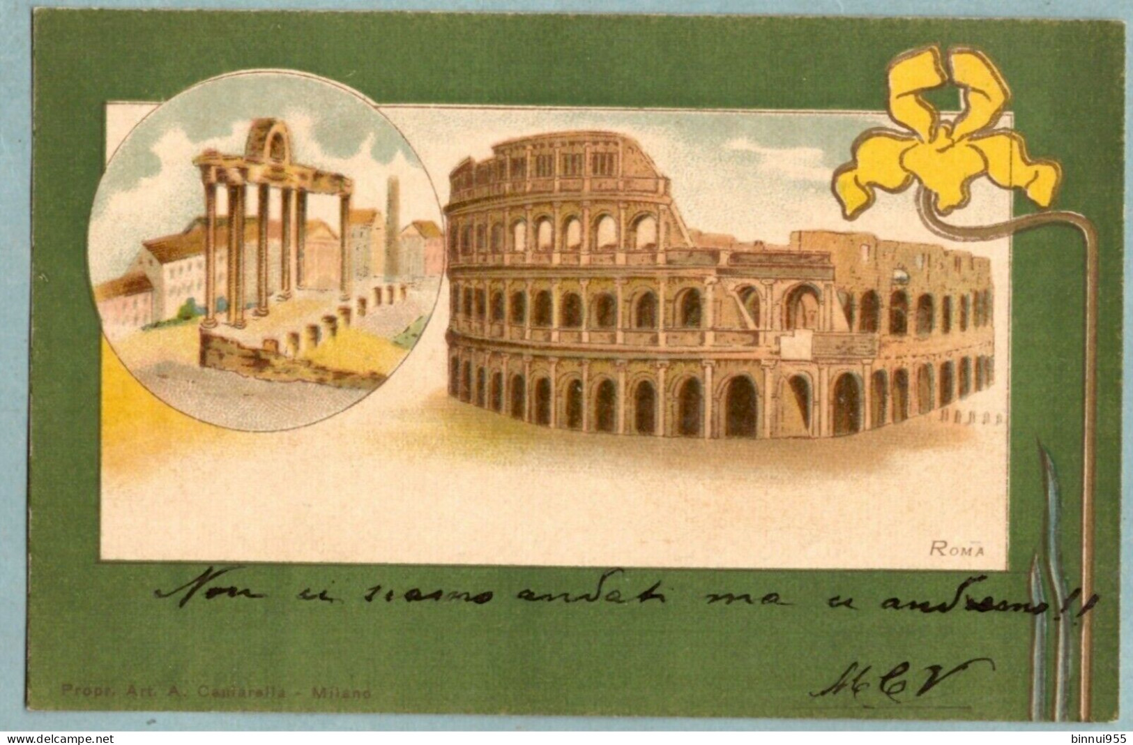 Cartolina D'epoca Illustrata Roma Il Colosseo - Viaggiata - Colosseum