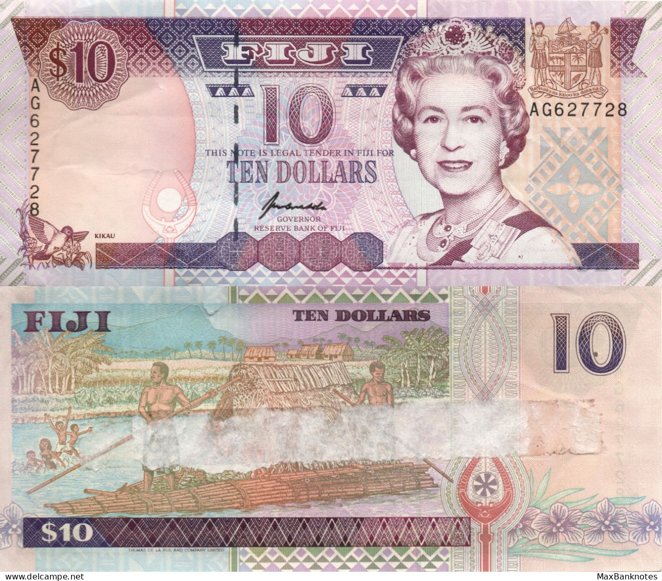 Fiji / 10 Dollars / 1996 / P-98(b) / VF - Fiji