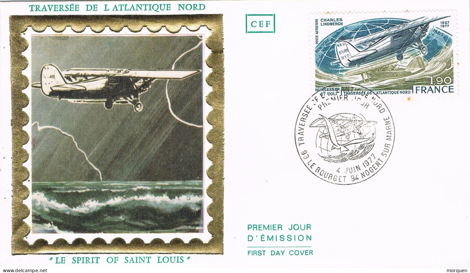 54507. Carta LE BOURGET (France) 1977. AVION, Aereo, 50 Aniversaire Spirit Od Saint Louis - Premiers Vols