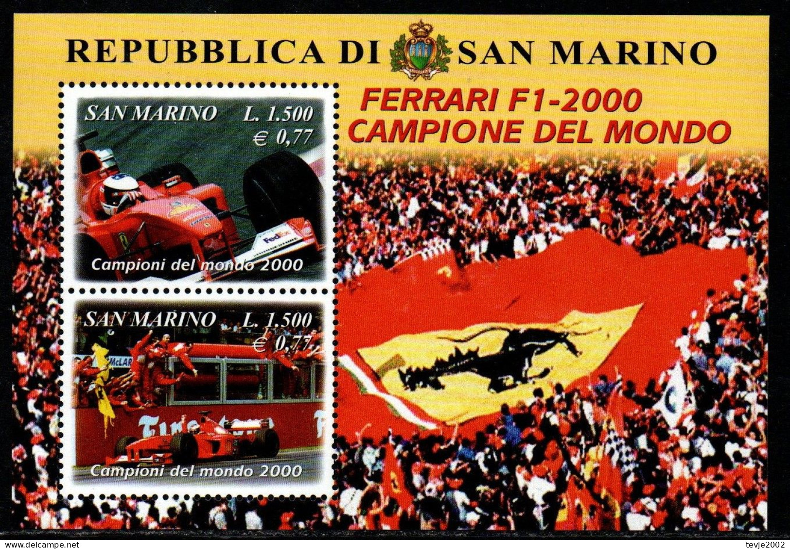 San Marino 2001 - Mi.Nr. Block 28 - Postfrisch MNH - Autos Cars Sport Ferrari Formel 1 - Automobile