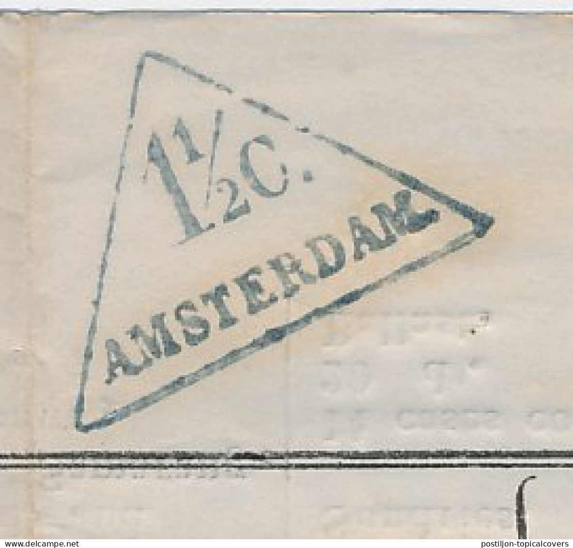 Amsterdam 1 1/2 C. Drukwerk Driehoekstempel 1854 - Forwarded - Fiscaux