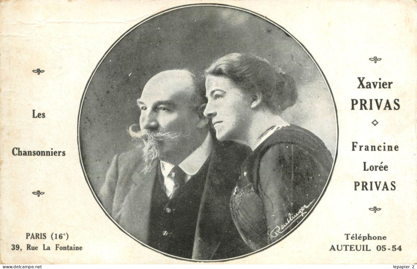 Xavier Et Francine Lorée PRIVAS Chansonniers CPA AUTOGRAPHE - Kabarett