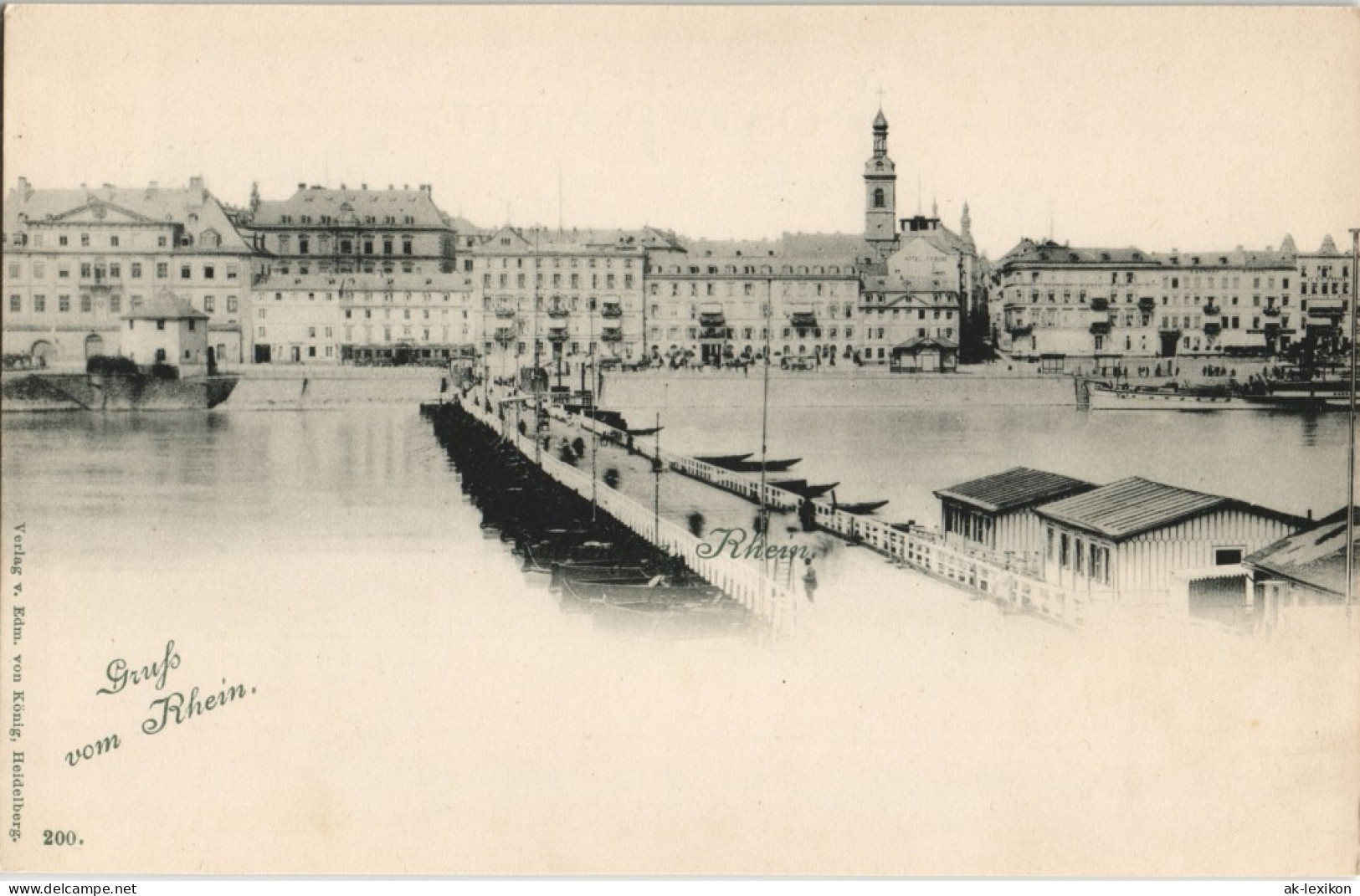 Ansichtskarte  Gruss Vom Rhein (Fluss) Mit Personen Behelfsbrücke 1900 - Unclassified