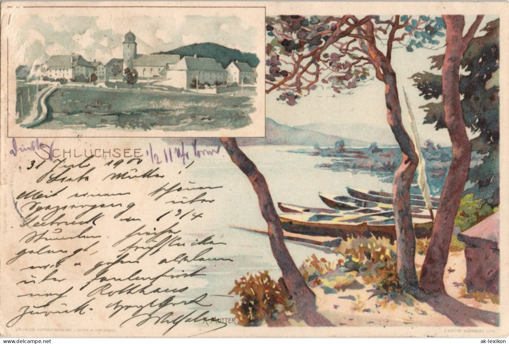 Ansichtskarte Schluchsee Schluchsee Landschaft Künstlerkarte 1900 - Schluchsee