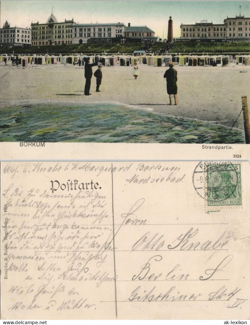 Borkum Strand Partie Und Häuser Zeile (Beach Scene) 1908/1904 Stempel BORKUM - Borkum