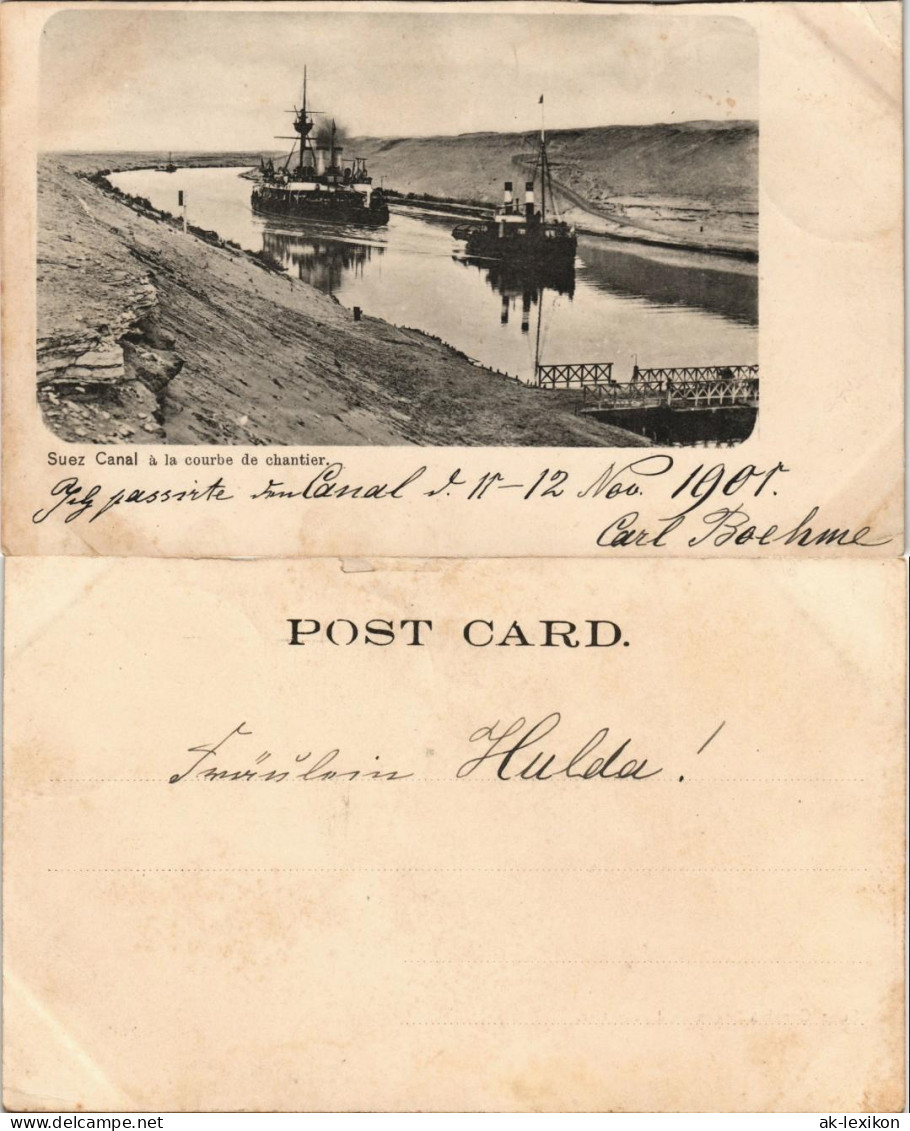 Postcard Suez السويس‎ As-Suways Suezkanal - Dampfer 1909 - Suez