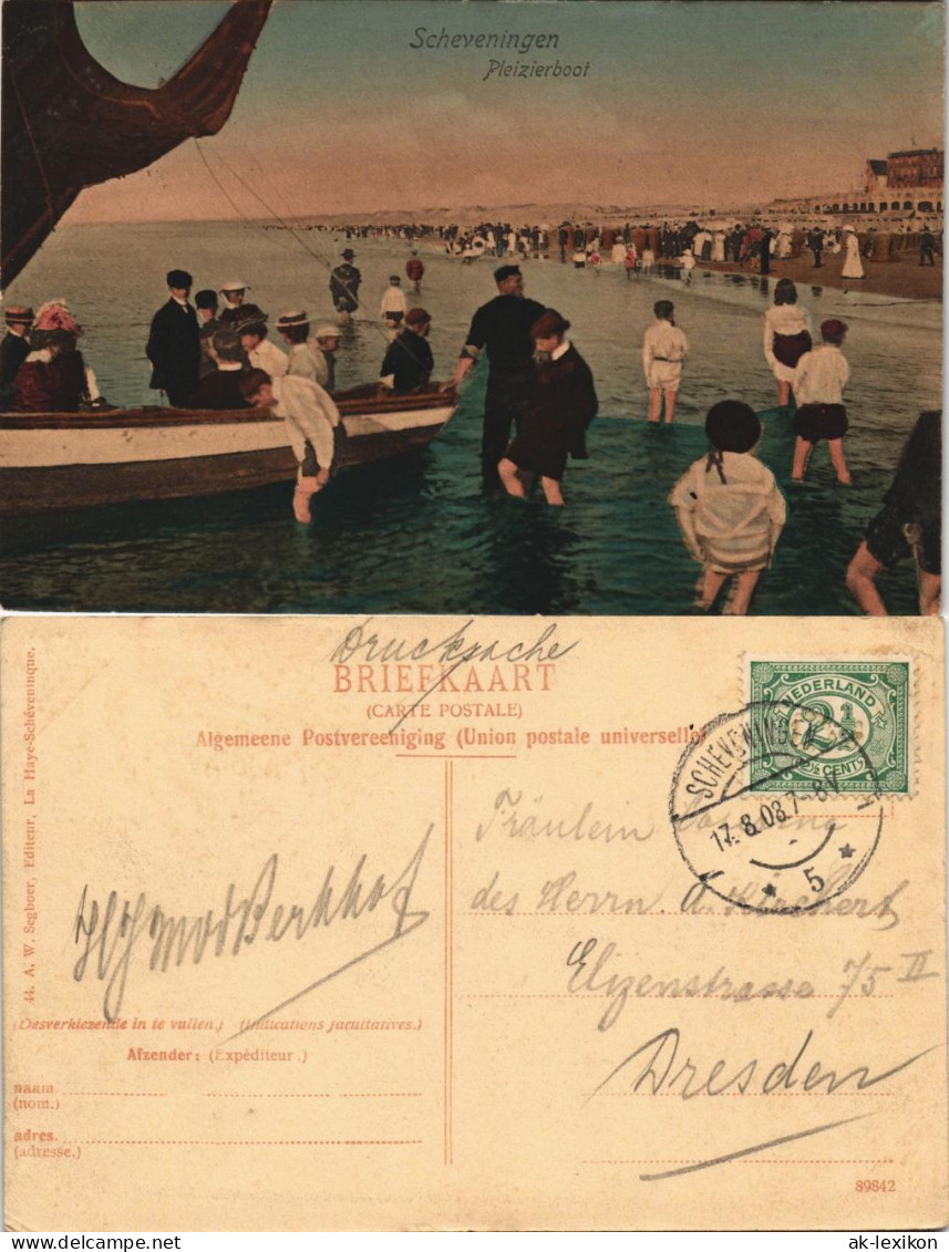 Postkaart Scheveningen-Den Haag Den Haag Pleizierboot - Boot Belebt 1908 - Scheveningen