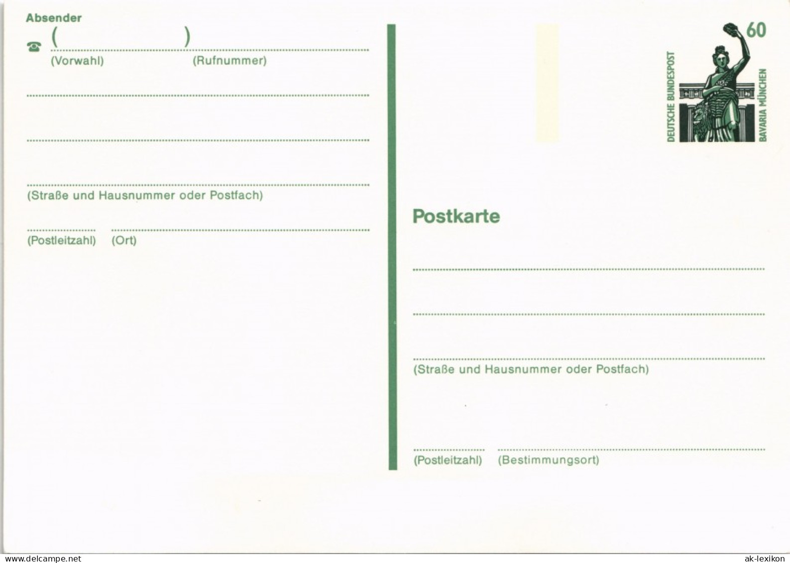 60 Pfennig Deutsche Bundespost Ganzsachen Postkarte (ungebraucht) 1990 - Unclassified