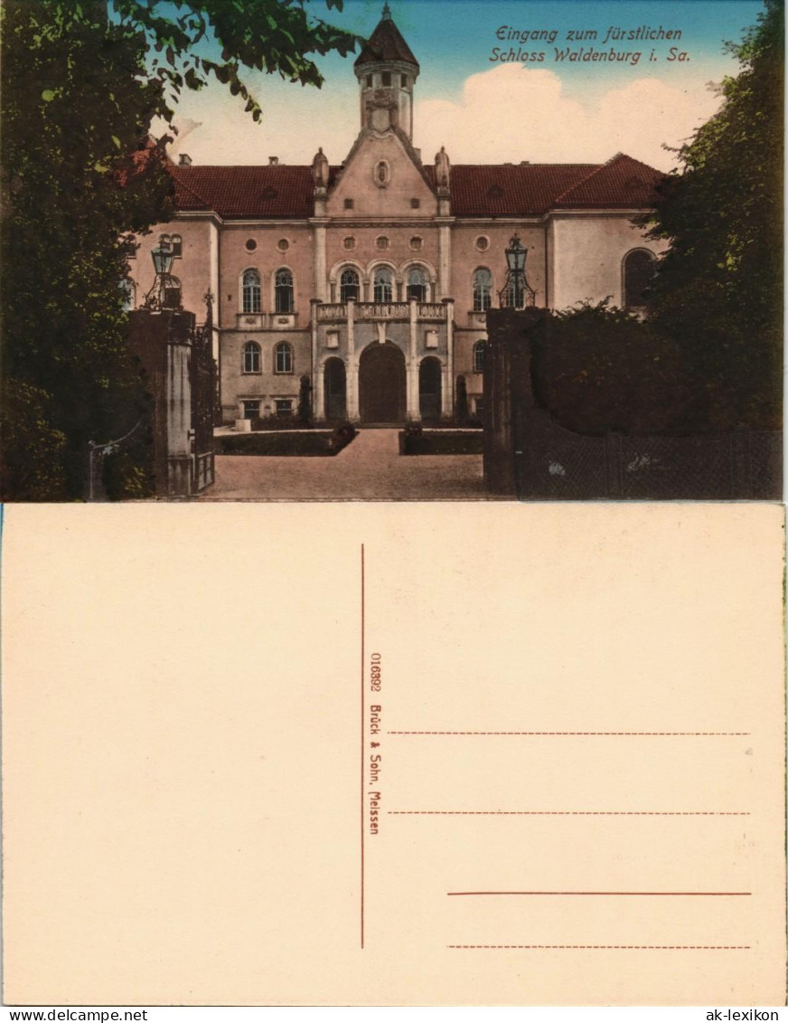 Ansichtskarte Waldenburg (Sachsen) Schloss - Eingang 1913 - Waldenburg (Sachsen)