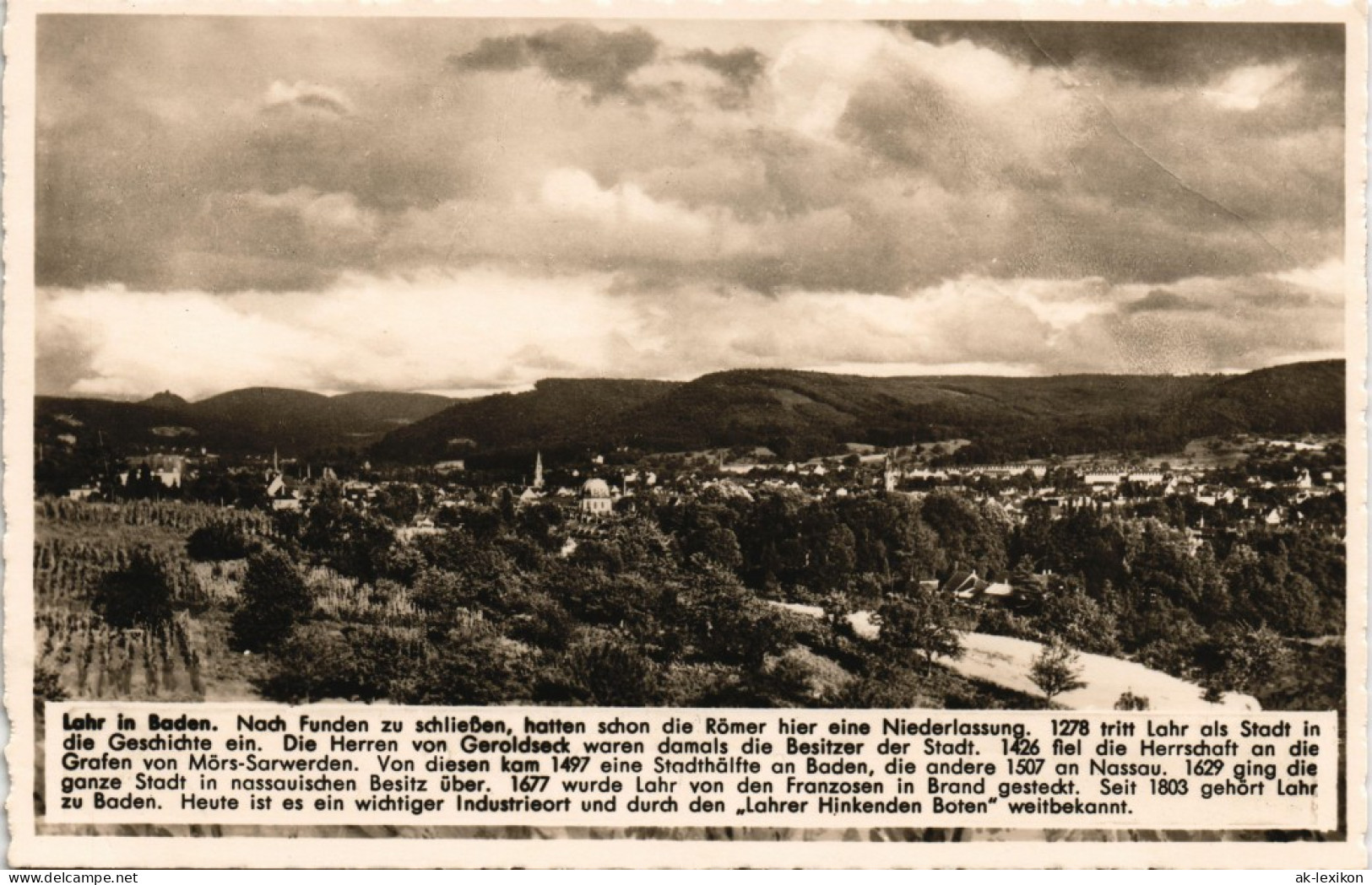 Lahr (Schwarzwald) Panorama Ort In Baden Mit Orts-Beschreibung 1940 - Lahr
