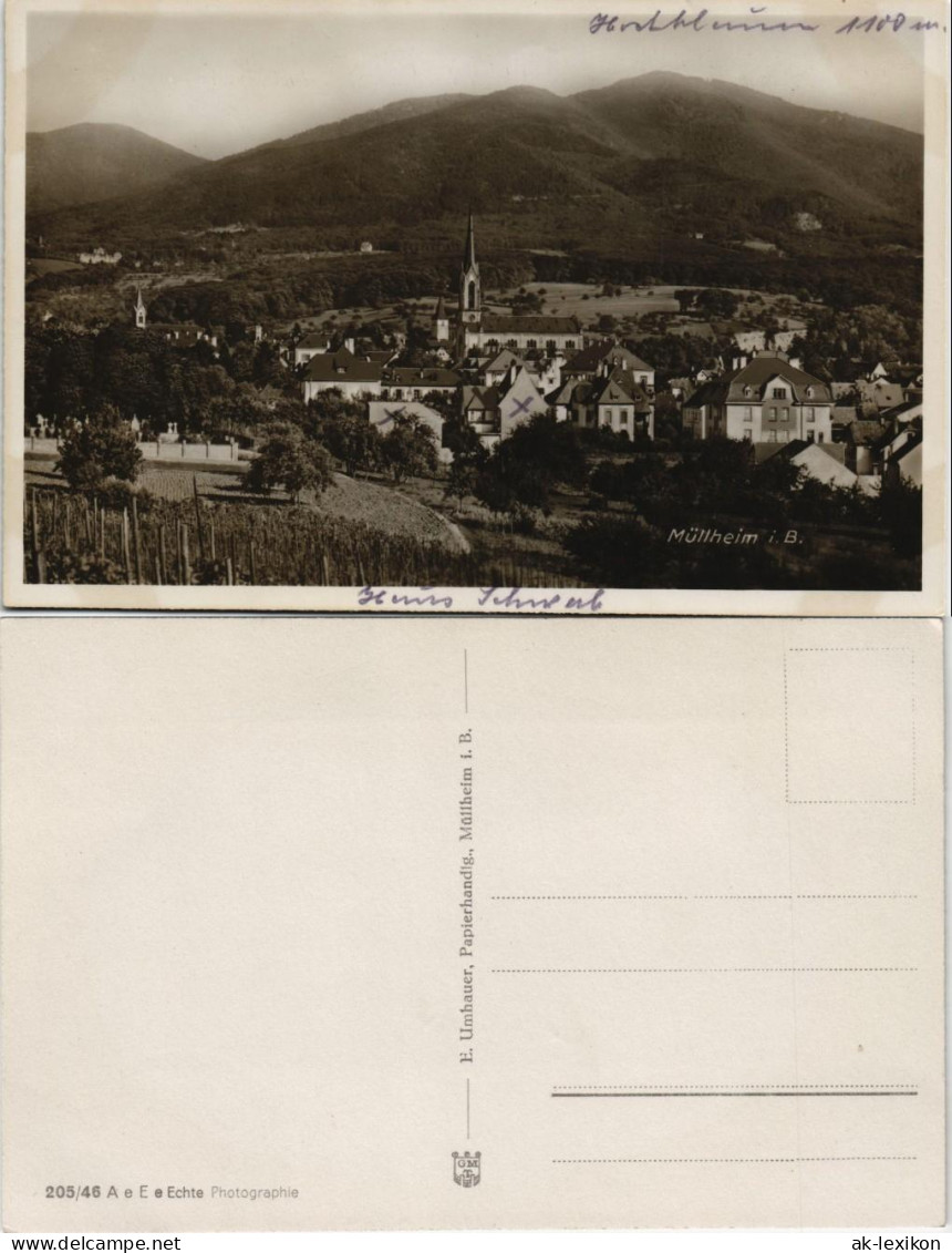 Ansichtskarte Müllheim (Baden) Panorama Totale Von Müllheim I.B. 1930 - Muellheim