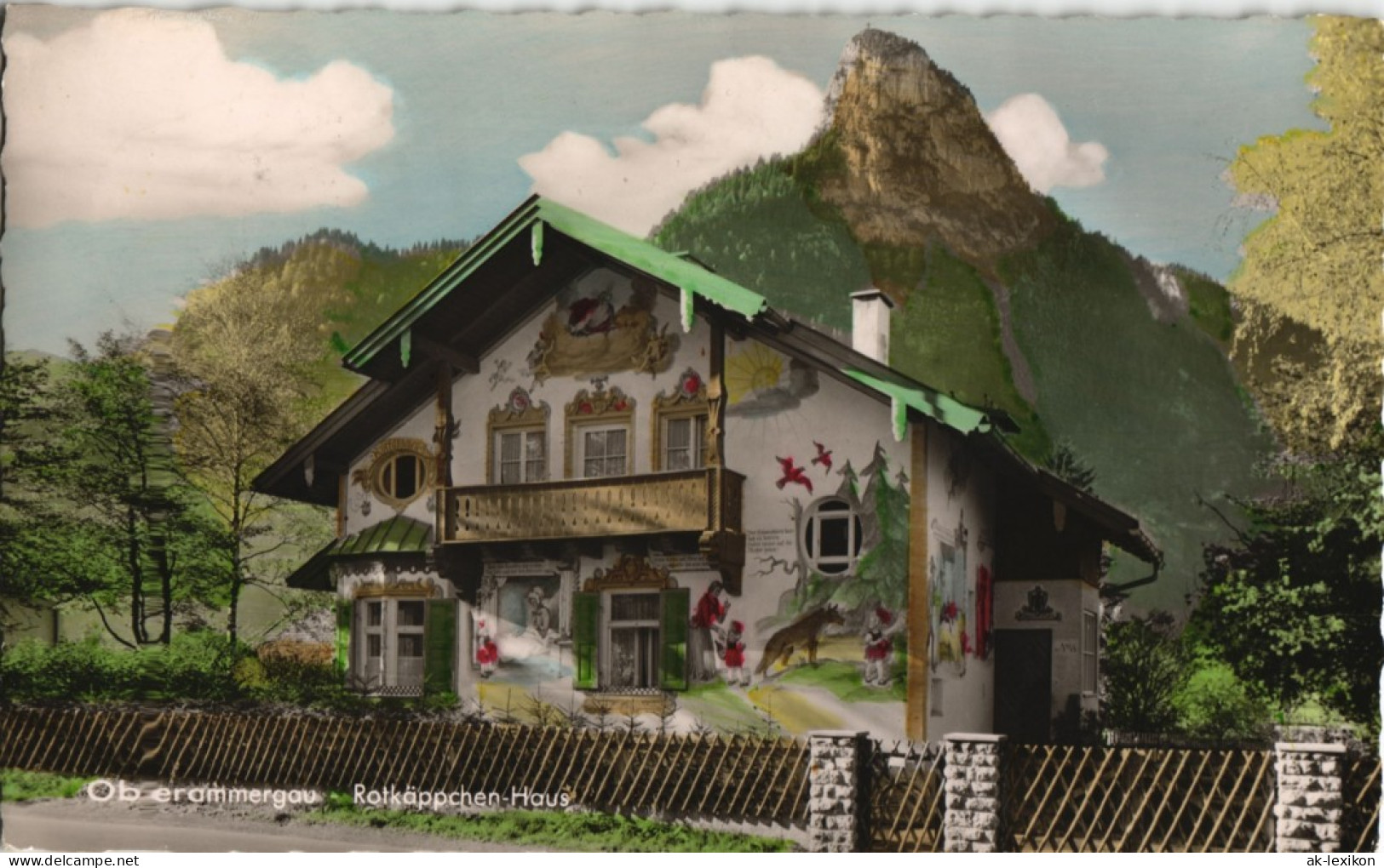 Ansichtskarte Oberammergau Rotkäppchen-Haus, Bemaltes Haus 1961 - Oberammergau