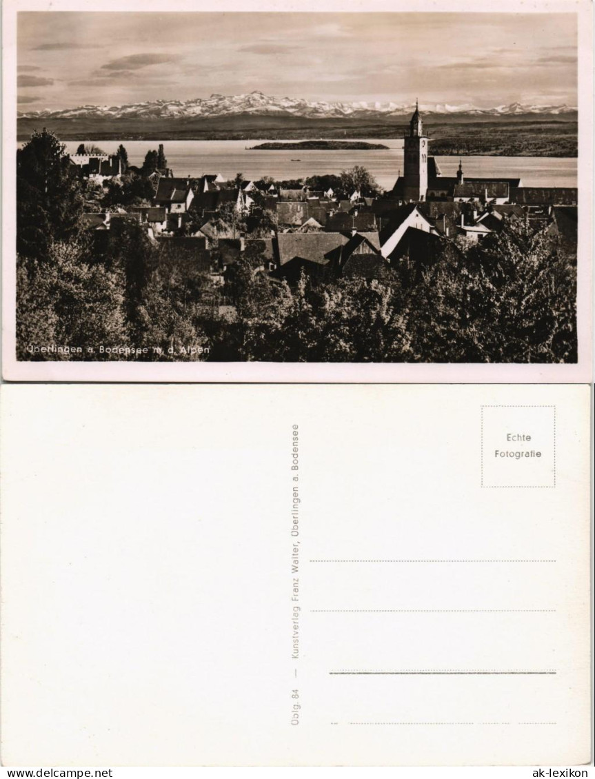 Überlingen Panorama Ansicht Stadt & Fernblick Bodensee Mit Alpen 1940 - Überlingen