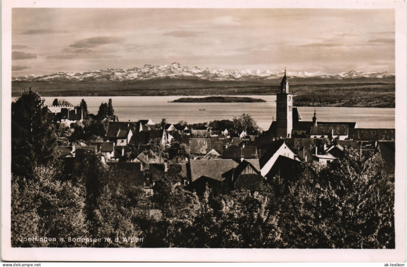 Überlingen Panorama Ansicht Stadt & Fernblick Bodensee Mit Alpen 1940 - Ueberlingen